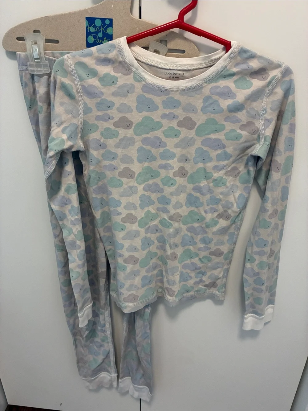 Dodo Banana Cloud Print Kids Pajama Set - Light Blue & Gray